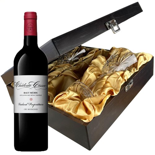 Chateau Cissac Cru Bourgeois Red Wine 75cl And Glasses In Luxury Presentation Box